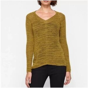 EILEEN FISHER Alpaca Wool‎ Blend V-neck Sweater Size M Yellow Green Casual Work